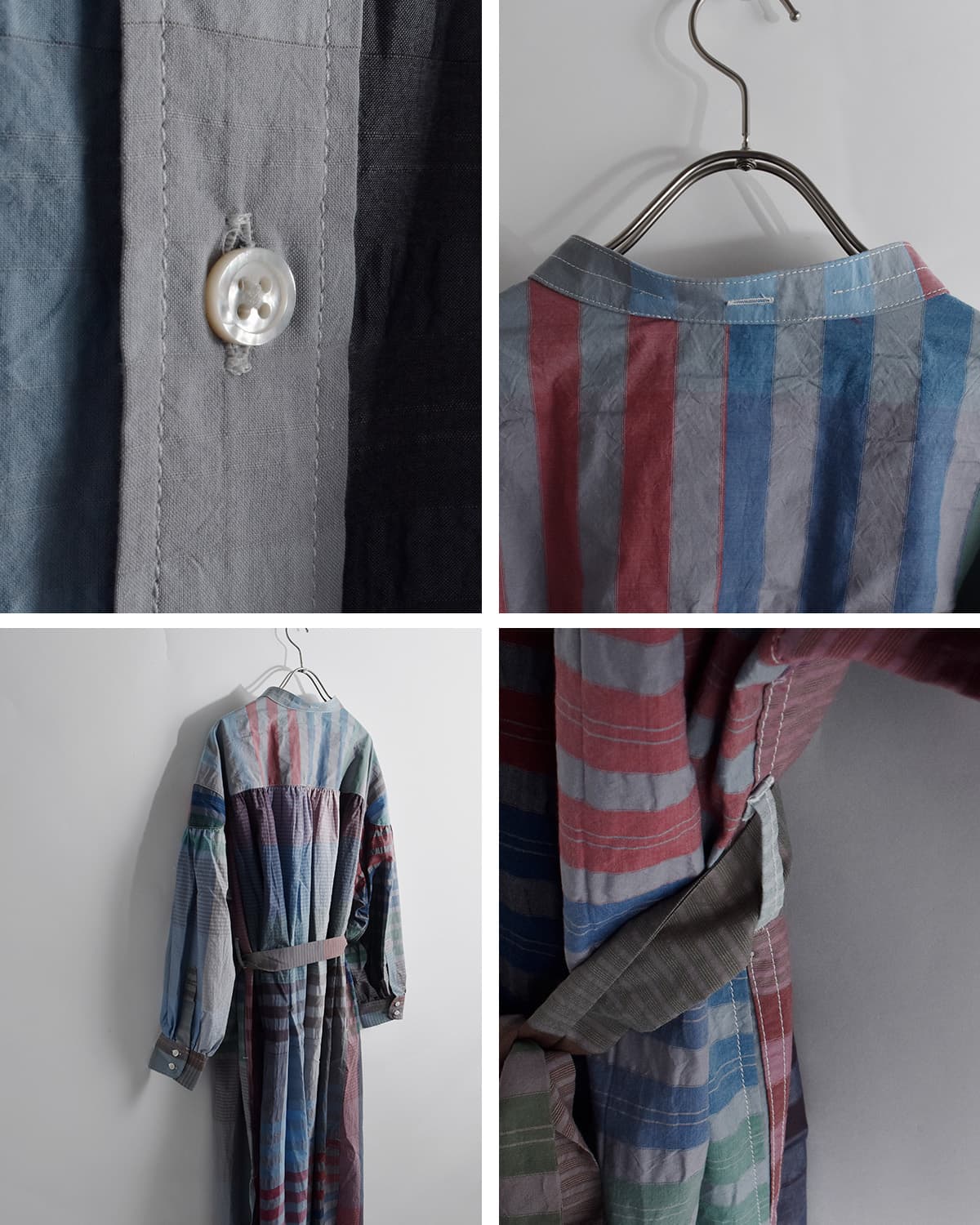 ENGINEERED GARMENTSコットン ビッグプレイドチェック バンドカラー ペインタードレス “Banded Painter Dress” sw564
