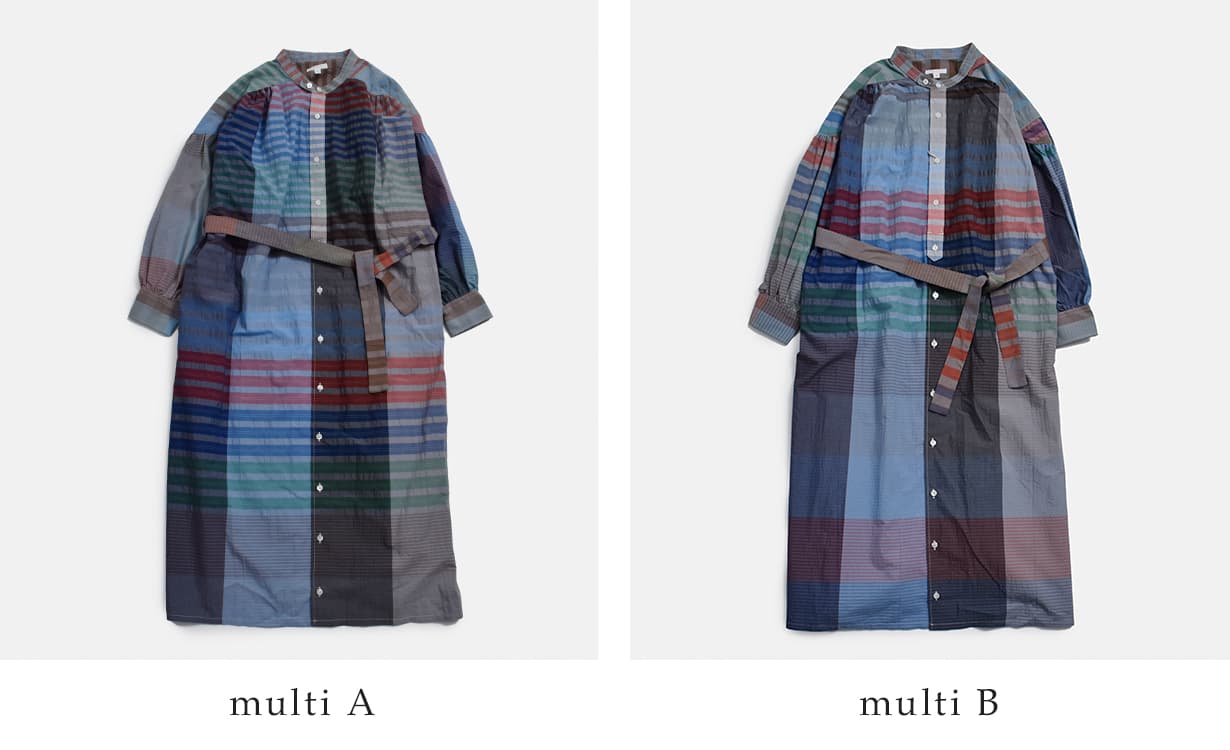 ENGINEERED GARMENTSコットン ビッグプレイドチェック バンドカラー ペインタードレス “Banded Painter Dress” sw564