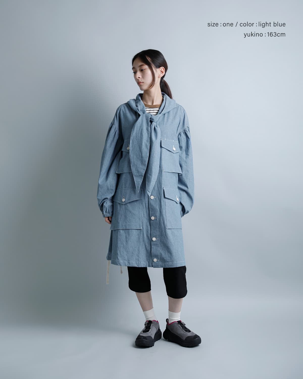 tActiコットンシャンブレー フーデッドフィールドドレス “Hooded Field Dress” sw814