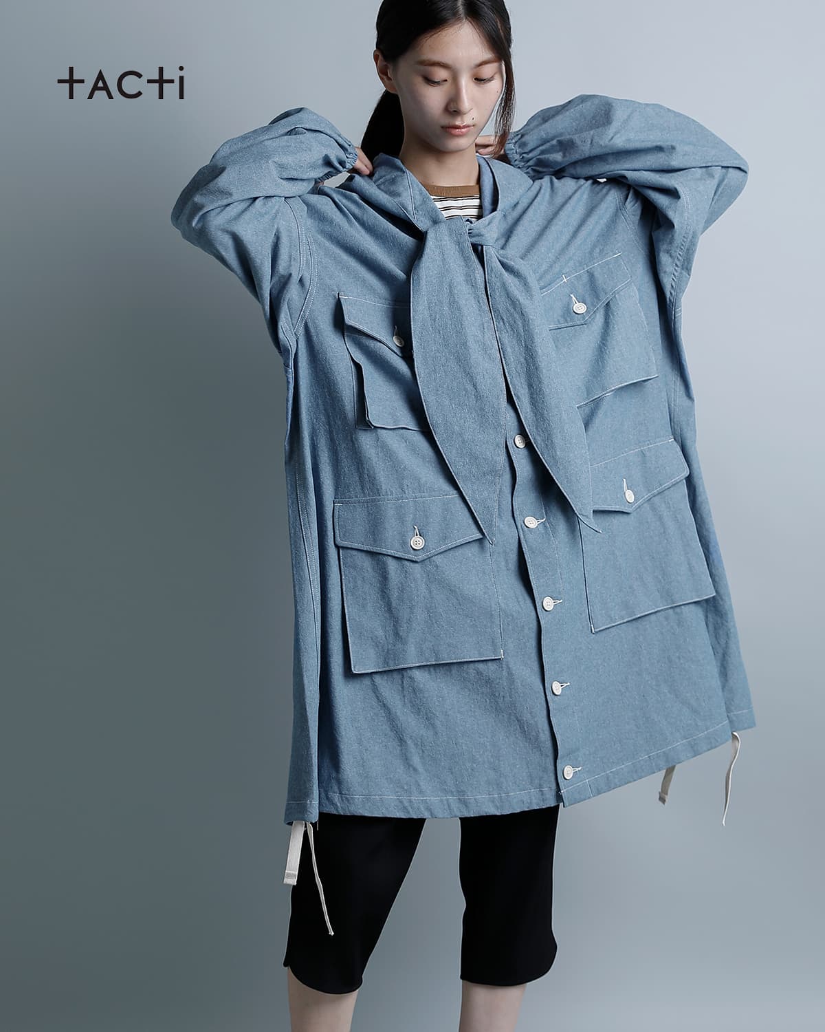 tActiコットンシャンブレー フーデッドフィールドドレス “Hooded Field Dress” sw814