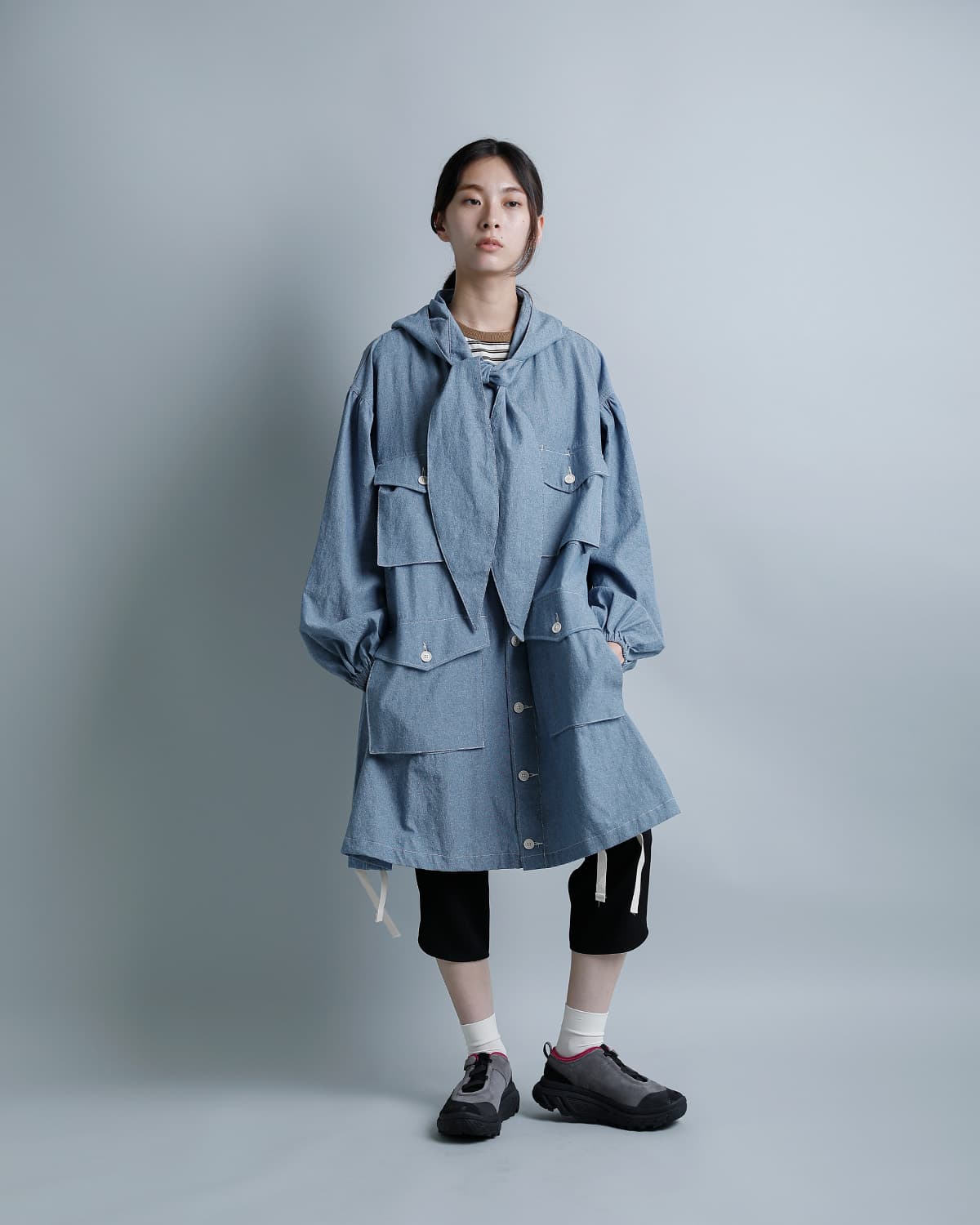 tActiコットンシャンブレー フーデッドフィールドドレス “Hooded Field Dress” sw814