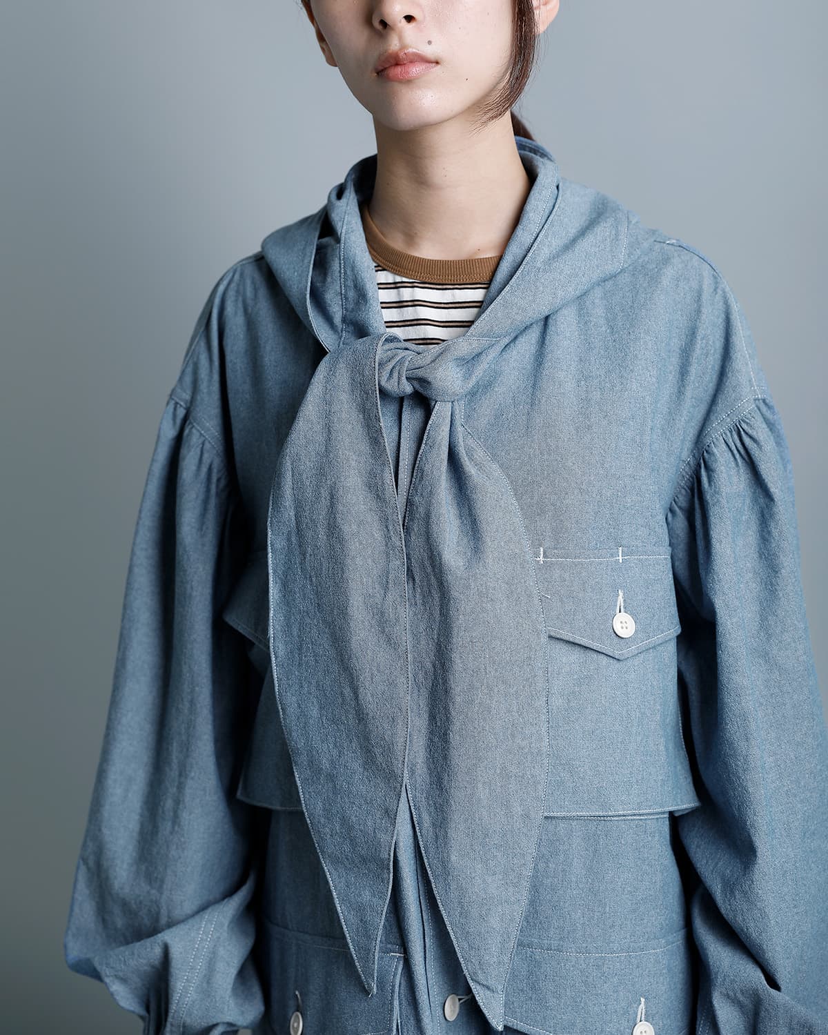 tActiコットンシャンブレー フーデッドフィールドドレス “Hooded Field Dress” sw814