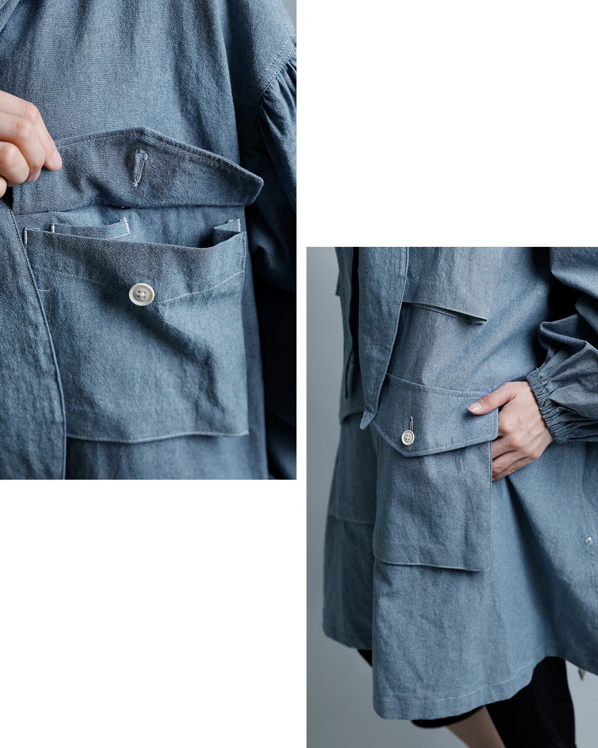 tActiコットンシャンブレー フーデッドフィールドドレス “Hooded Field Dress” sw814
