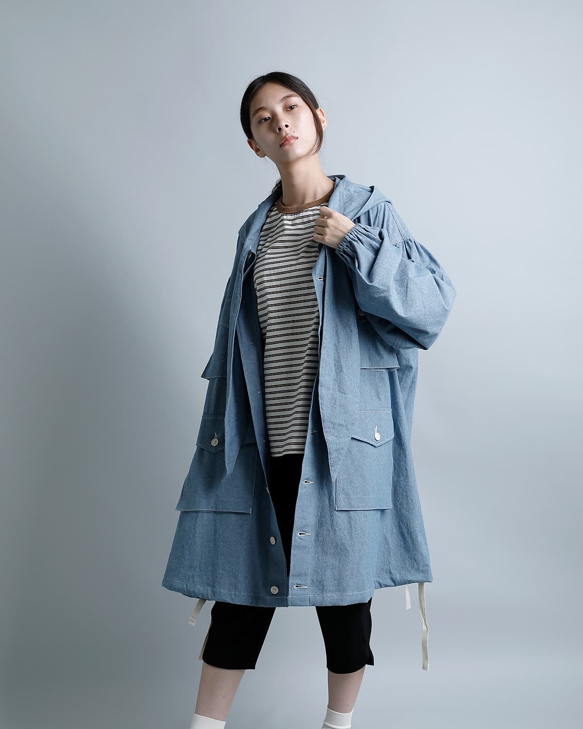 tActiコットンシャンブレー フーデッドフィールドドレス “Hooded Field Dress” sw814
