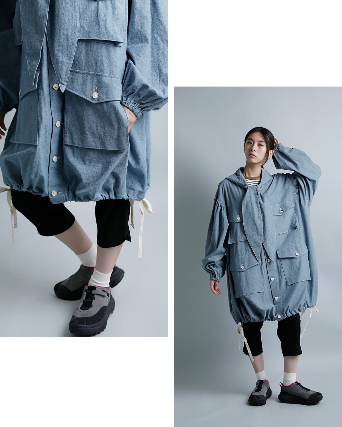 tActiコットンシャンブレー フーデッドフィールドドレス “Hooded Field Dress” sw814