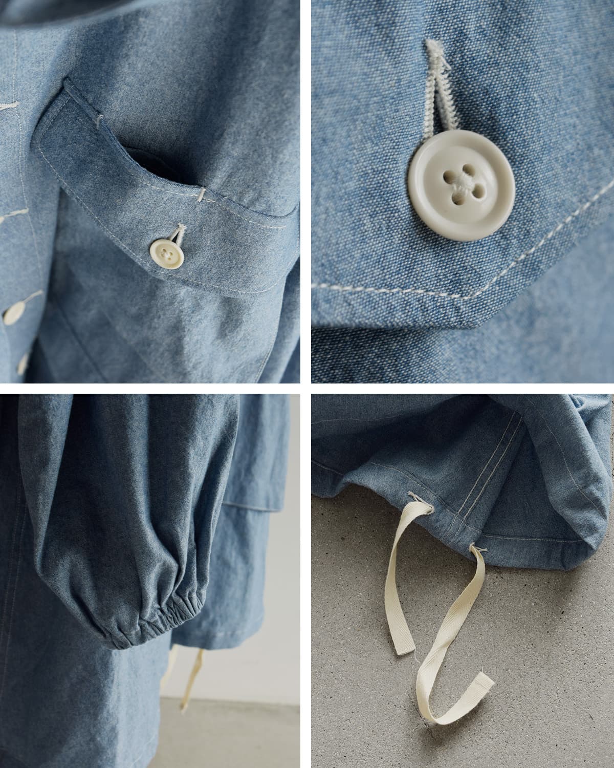tActiコットンシャンブレー フーデッドフィールドドレス “Hooded Field Dress” sw814