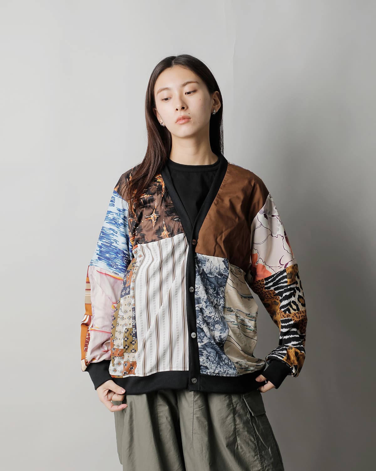 Needlesマルチパッチワーク シャツカーディガン sx491