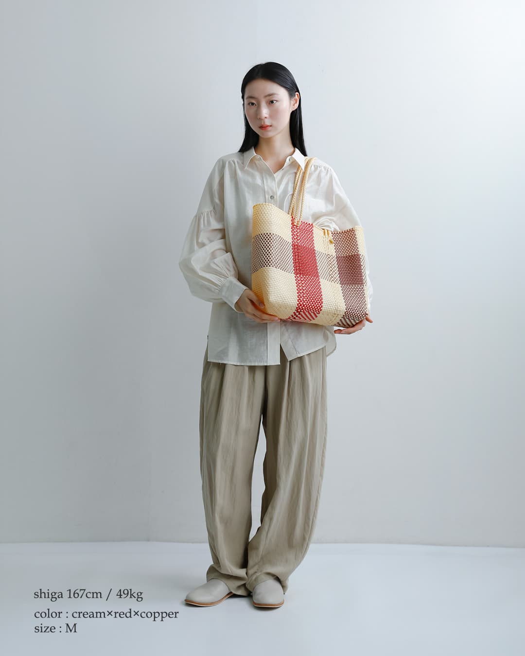 Letraメルカドバッグ ロングハンドル Mサイズ “TABLERO / 3COLORS CHECK / ARENA” ta-3c-ar-m-lh