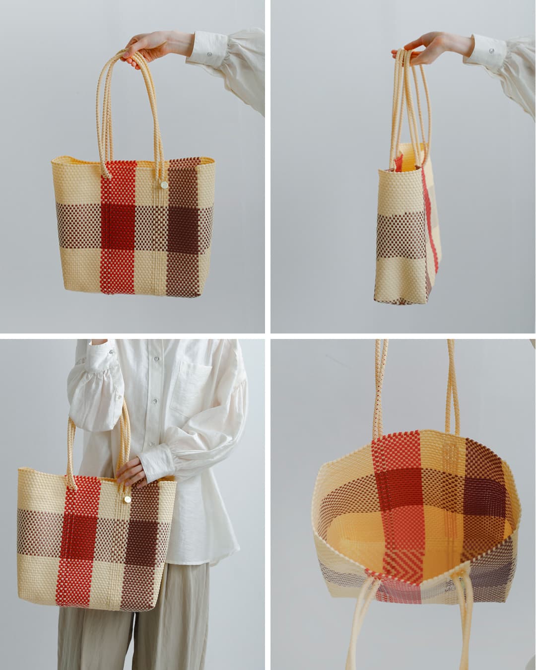 Letraメルカドバッグ ロングハンドル Mサイズ “TABLERO / 3COLORS CHECK / ARENA” ta-3c-ar-m-lh