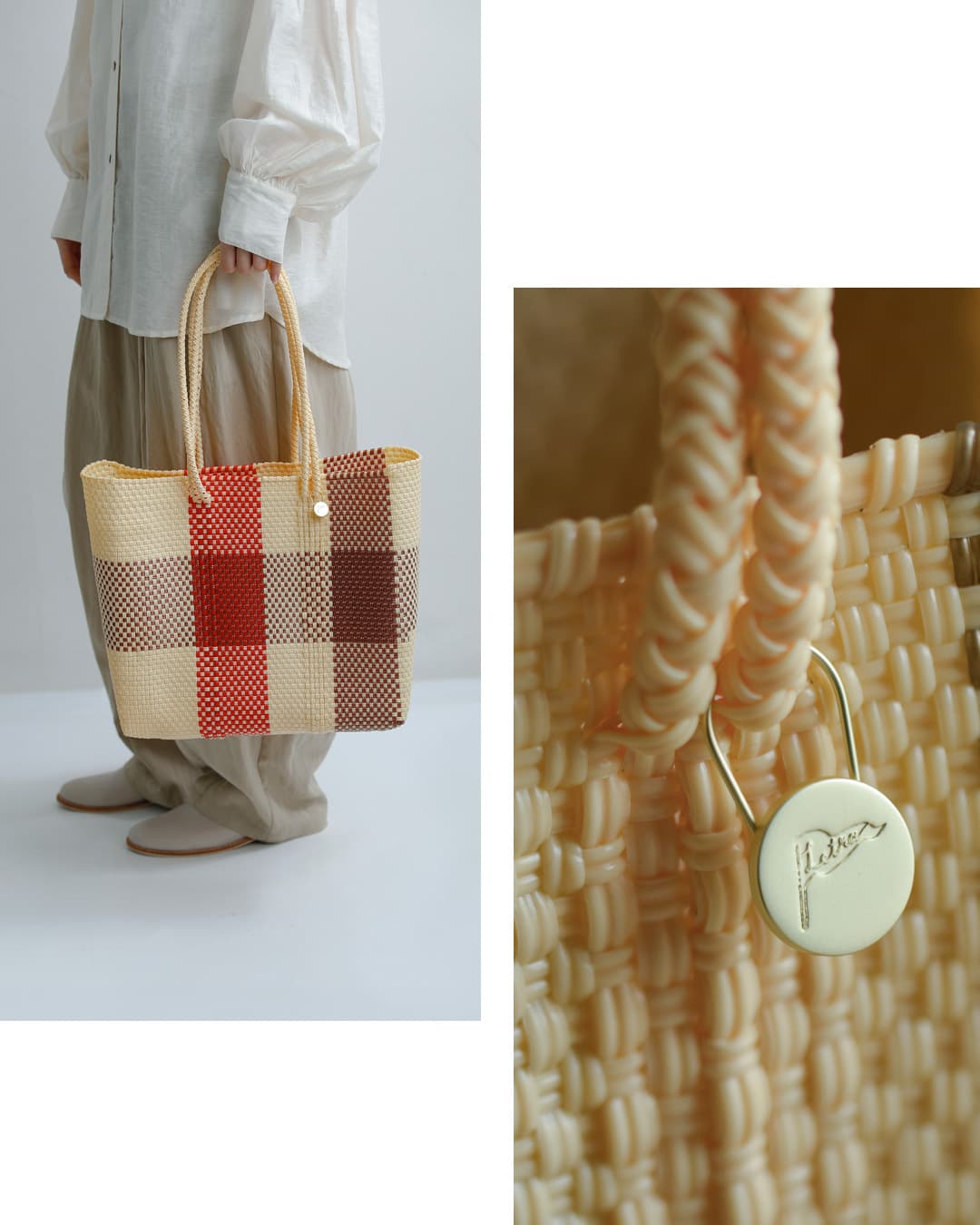 Letraメルカドバッグ ロングハンドル Mサイズ “TABLERO / 3COLORS CHECK / ARENA” ta-3c-ar-m-lh