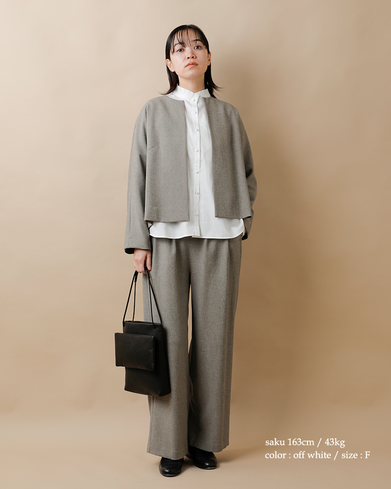 tumuguコットンサテンスタンドカラーブラウスtb19435a