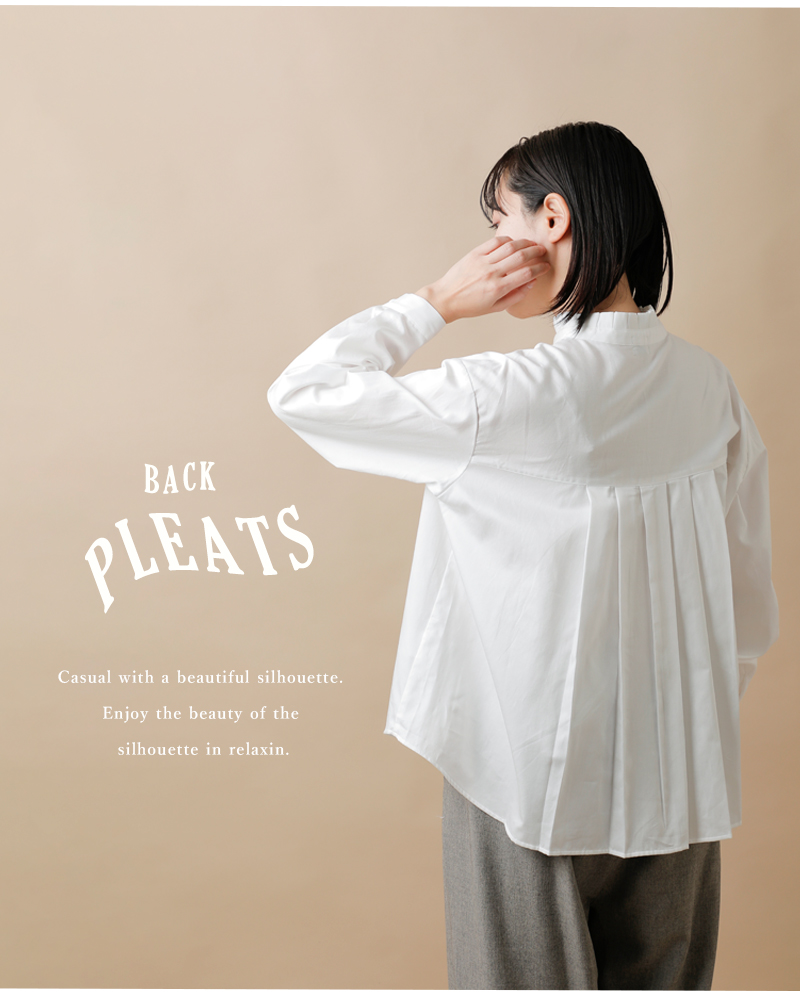 tumuguコットンサテンスタンドカラーブラウスtb19435a