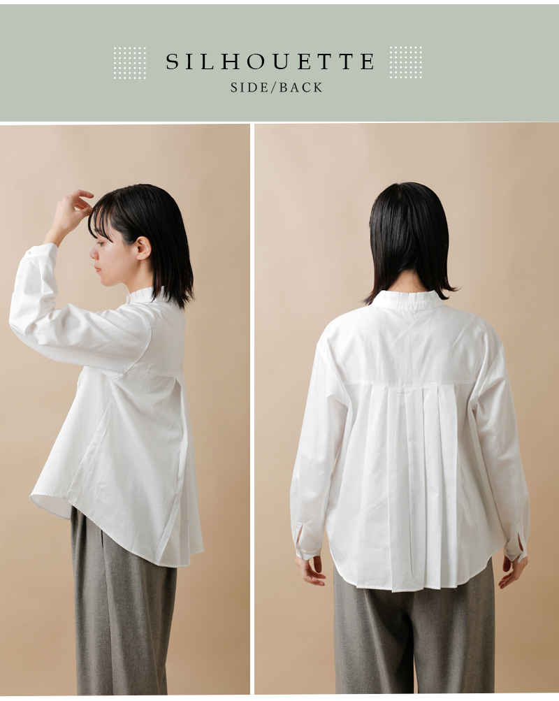 tumuguコットンサテンスタンドカラーブラウスtb19435a