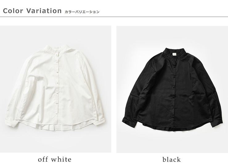 tumuguコットンサテンスタンドカラーブラウスtb19435a