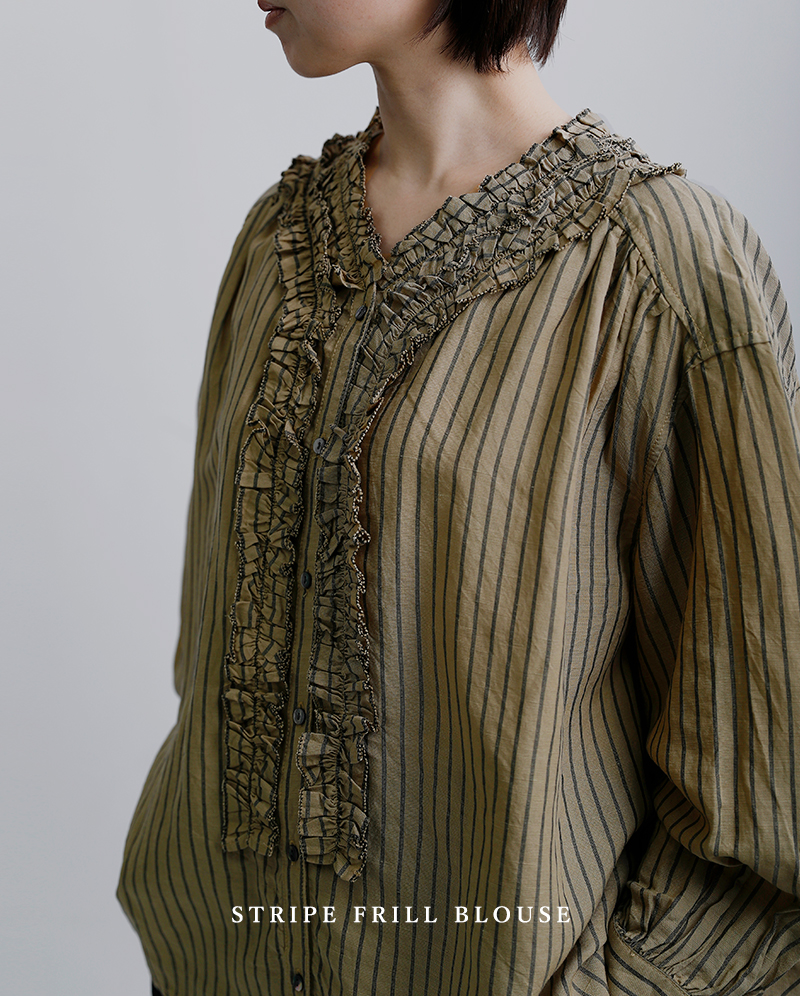 tumugu(ツムグ)ストライプフリルブラウスtb26101-b