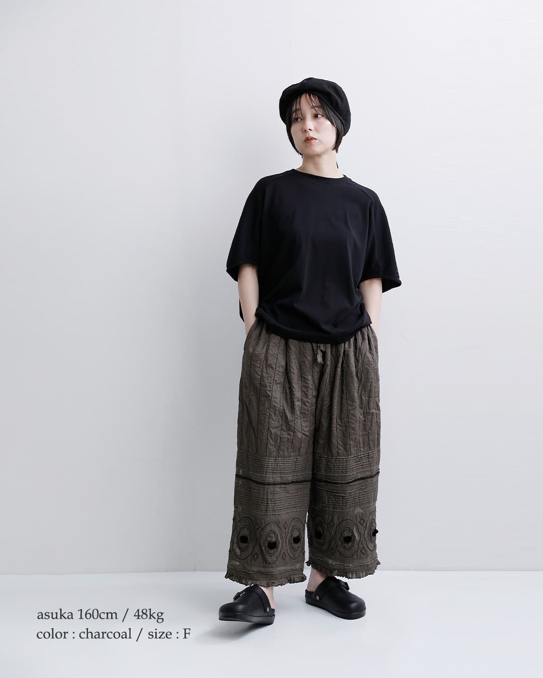 tumugu(ツムグ)キャンブリック コットンメッシュ パンツ tb26119