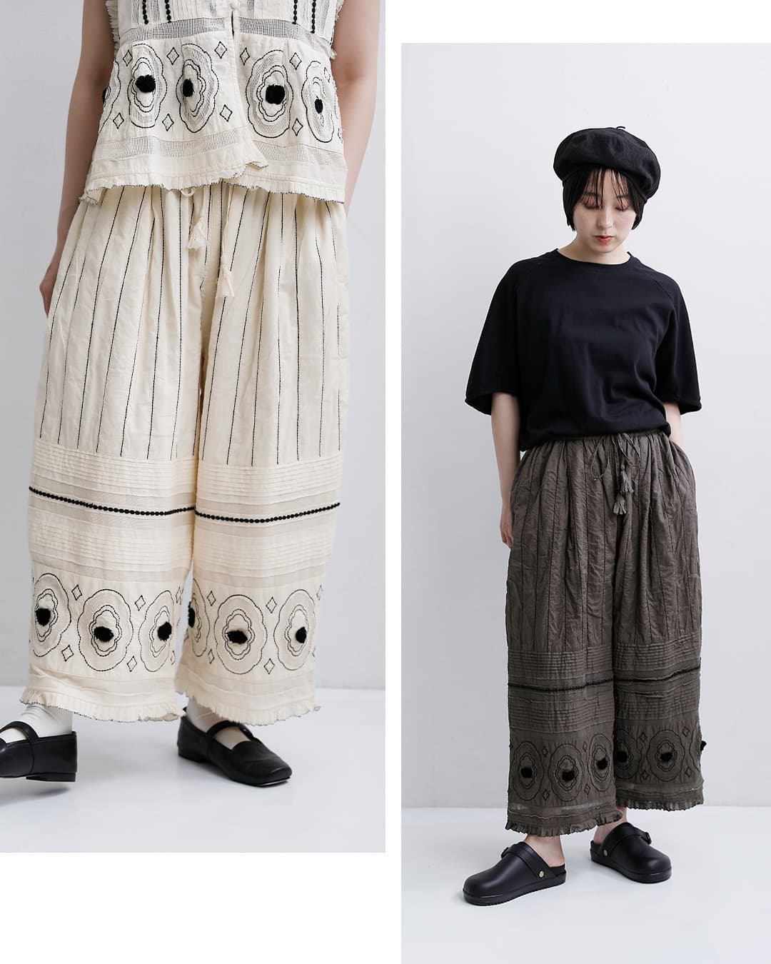 tumugu ツムグ キャンブリック コットンメッシュ パンツ tb26119
