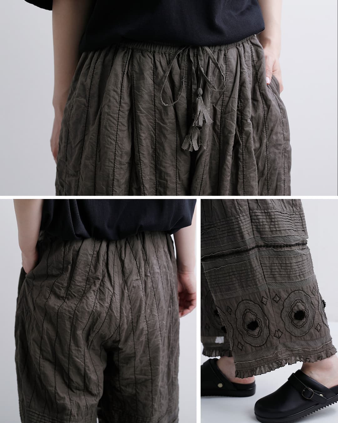 tumugu(ツムグ)キャンブリック コットンメッシュ パンツ tb26119