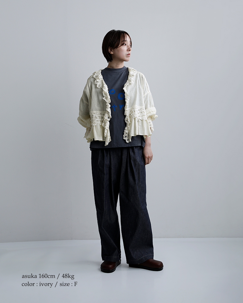 tumugu(ツムグ)コットン リネン キャンバス バテンレース ブラウス tb26121