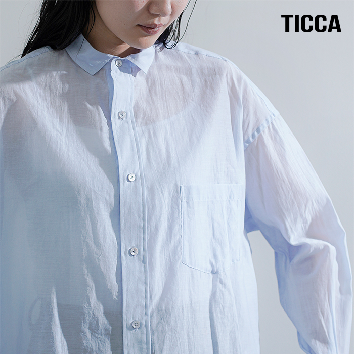 TICCA(ティッカ)コットンシルクスクエアビッグシャツunitbfs-113