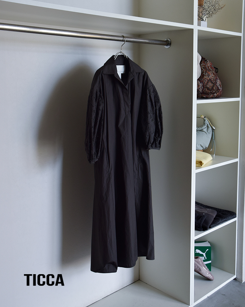 TICCA(ティッカ)コットンフラワーレースパフスリーブワンピースtbfs-134