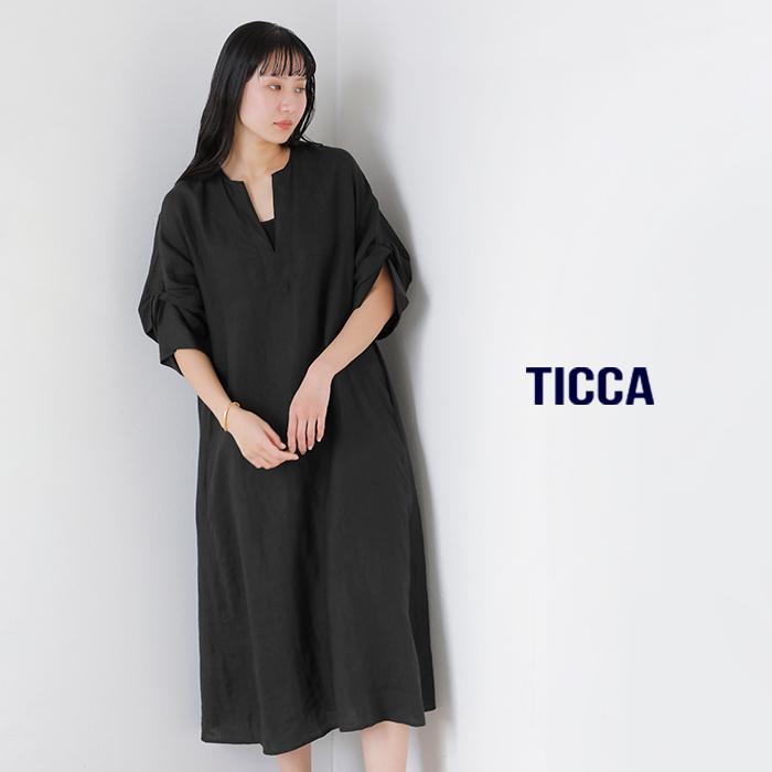 TICCA(ティッカ)リネンツイストスリーブワンピースtbfs-405