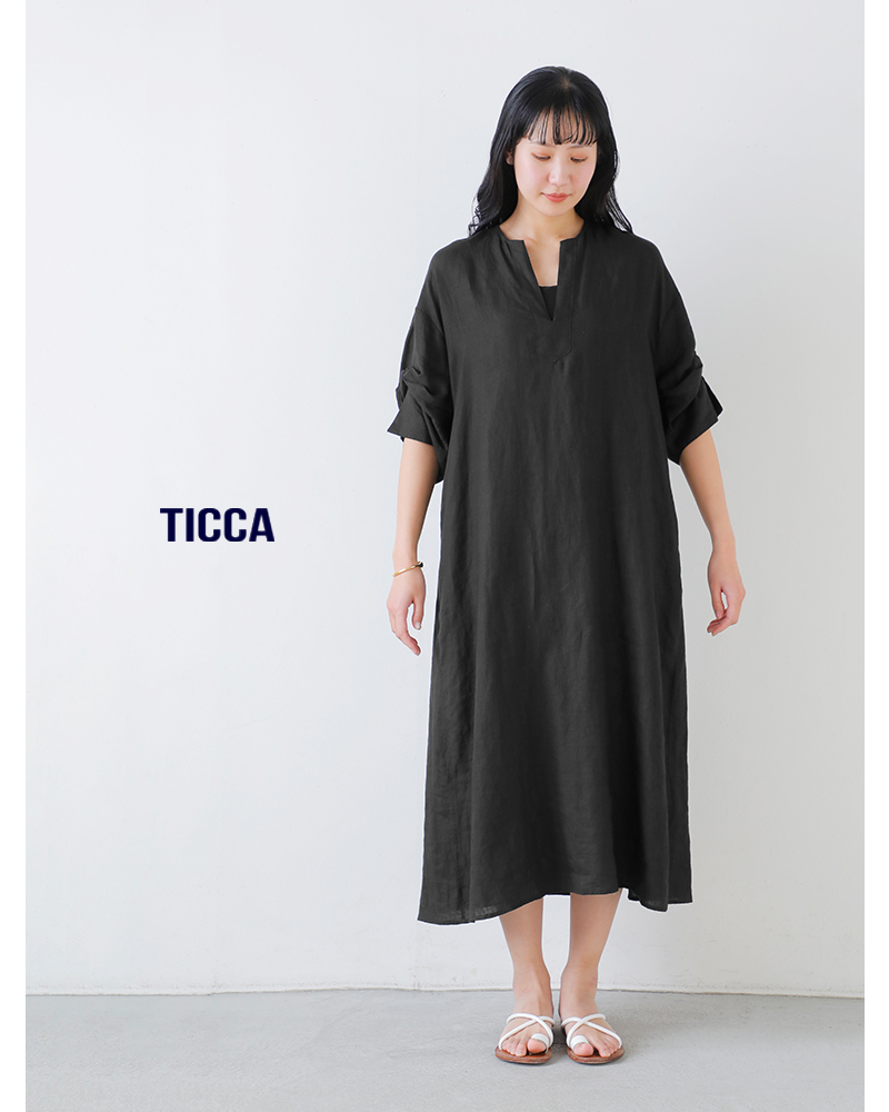 TICCA(ティッカ)リネンツイストスリーブワンピースtbfs-405