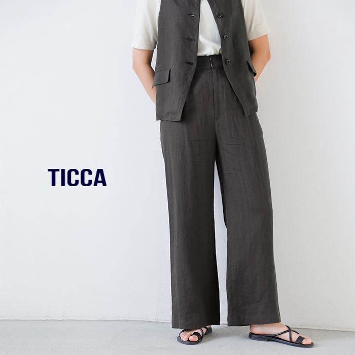 TICCA(ティッカ)リネンワイドタックパンツtbfs-414