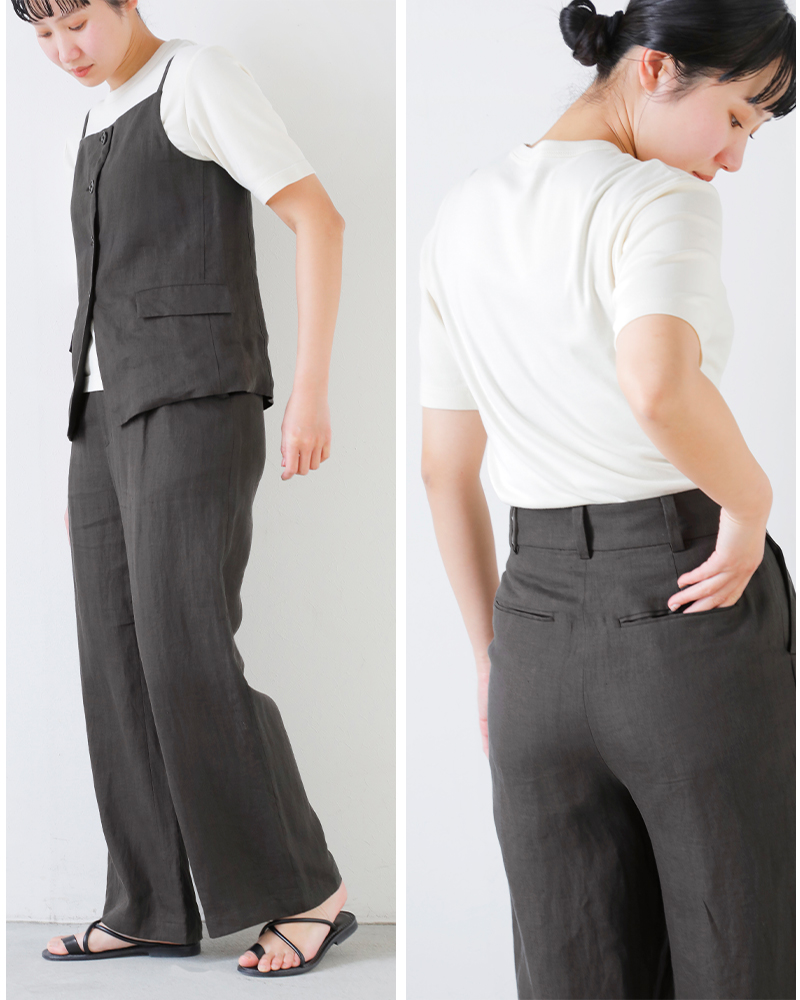 TICCA(ティッカ)リネンワイドタックパンツtbfs-414