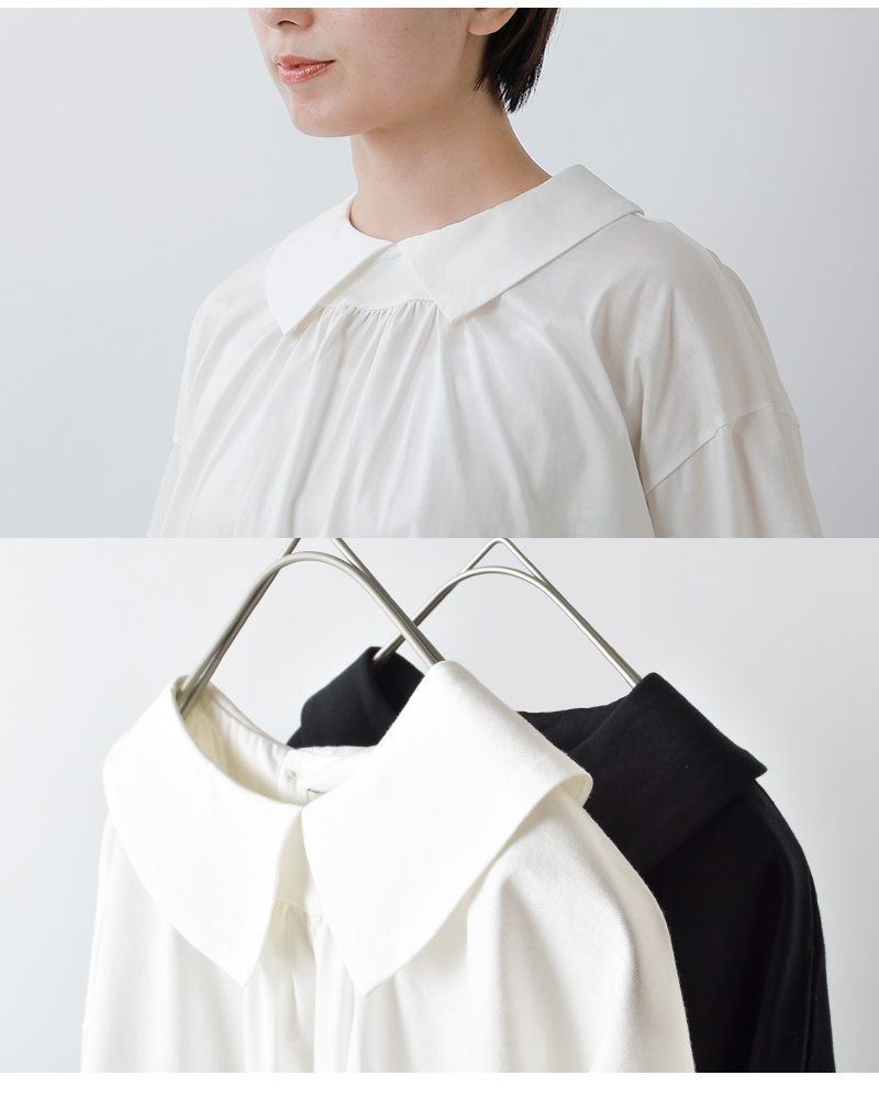 tumugu(ツムグ)コンパクト天竺ソフトチュール襟付きプルオーバーtc25414