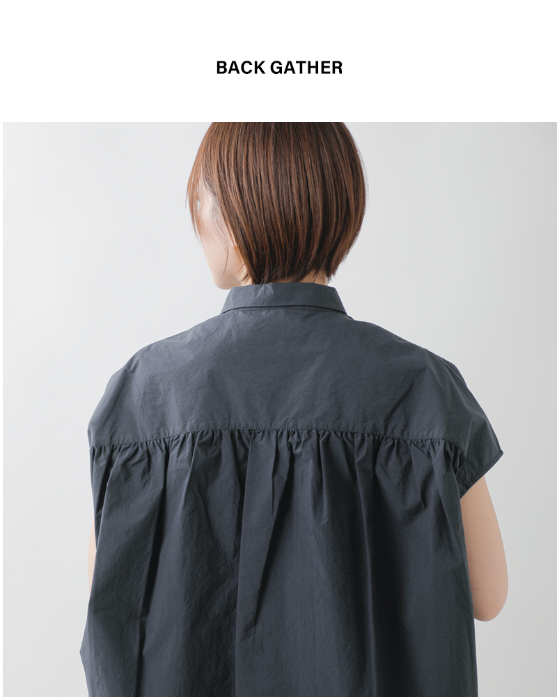 nicholson&nicholsonウォッシュドコットン バックギャザー ショートスリーブ ブラウス “TENDER” tender-w