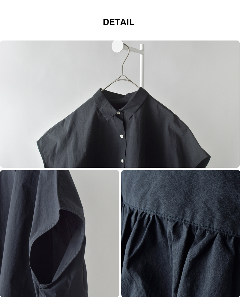 nicholson&nicholsonウォッシュドコットン バックギャザー ショートスリーブ ブラウス “TENDER” tender-w