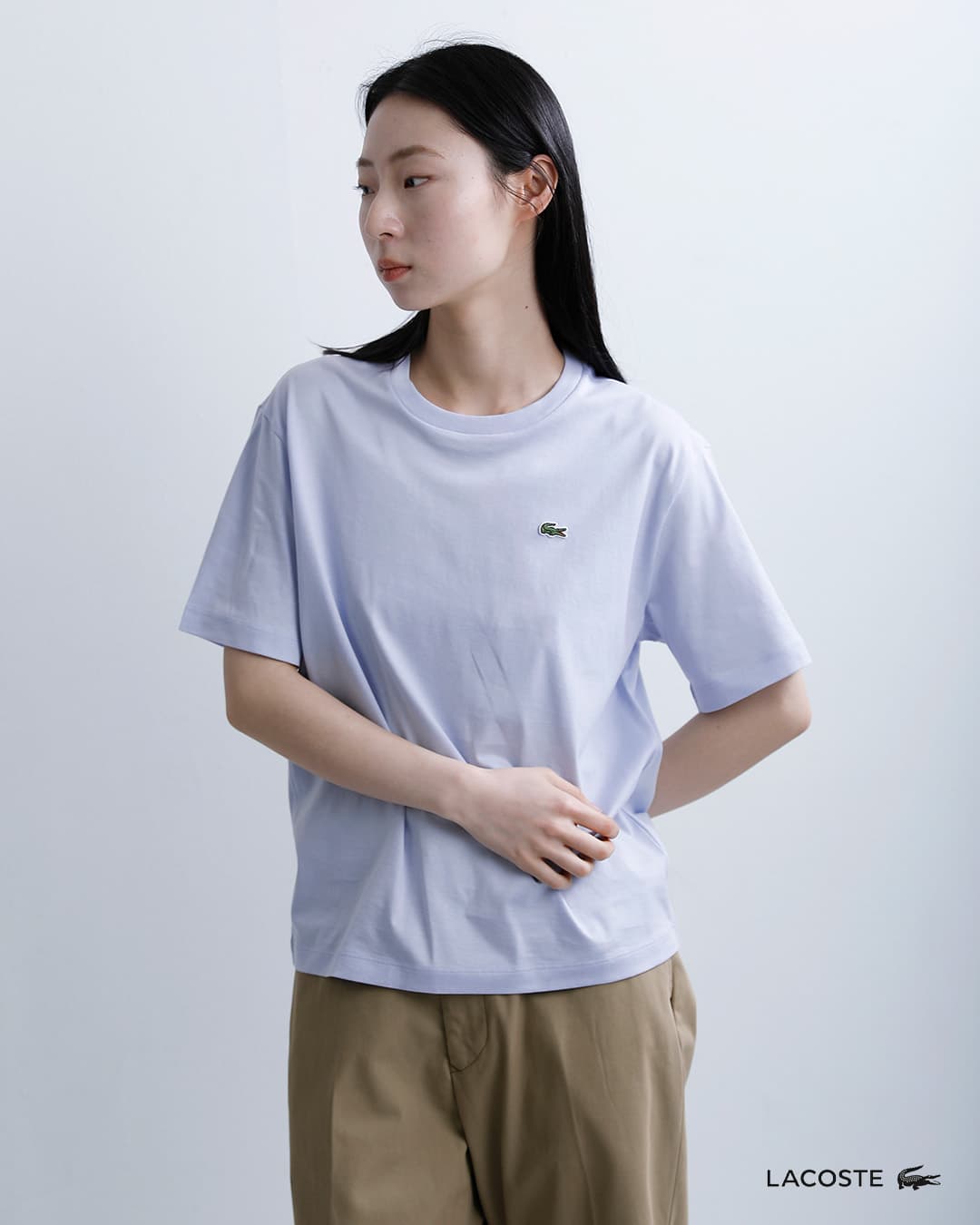LACOSTEコットン クルーネック 半袖Tシャツ tf7215
