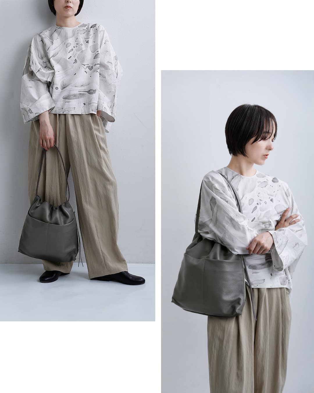 POMTATAカウレザー 巾着 変形トートバッグ TIO MA TOTE tio-ma-tote