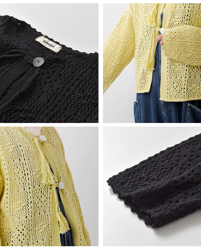 tumugu(ツムグ)コットンクロッシェカーディガンtk25412