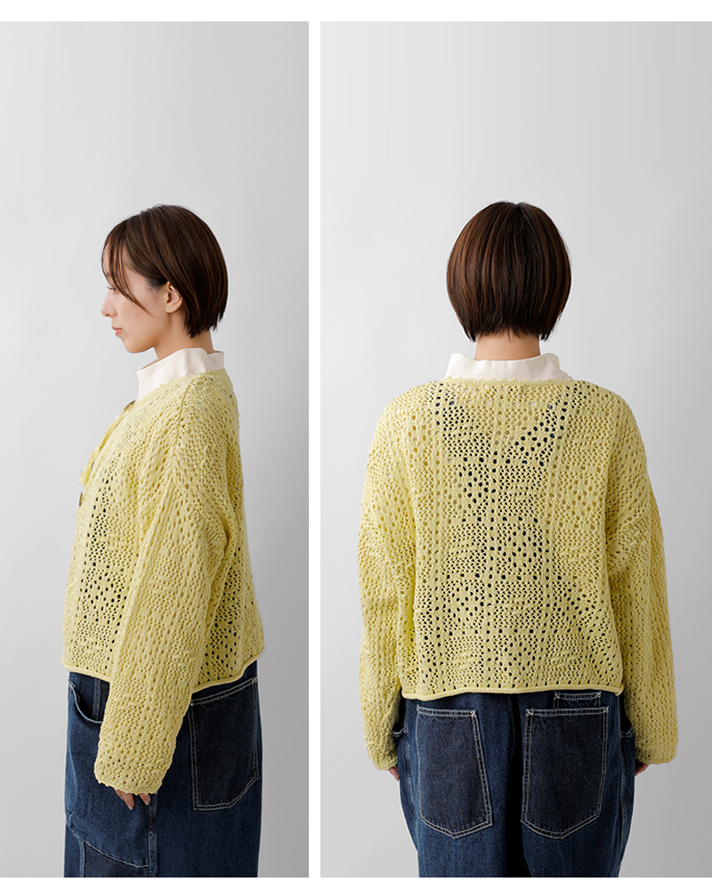 tumugu(ツムグ)コットンクロッシェカーディガンtk25412