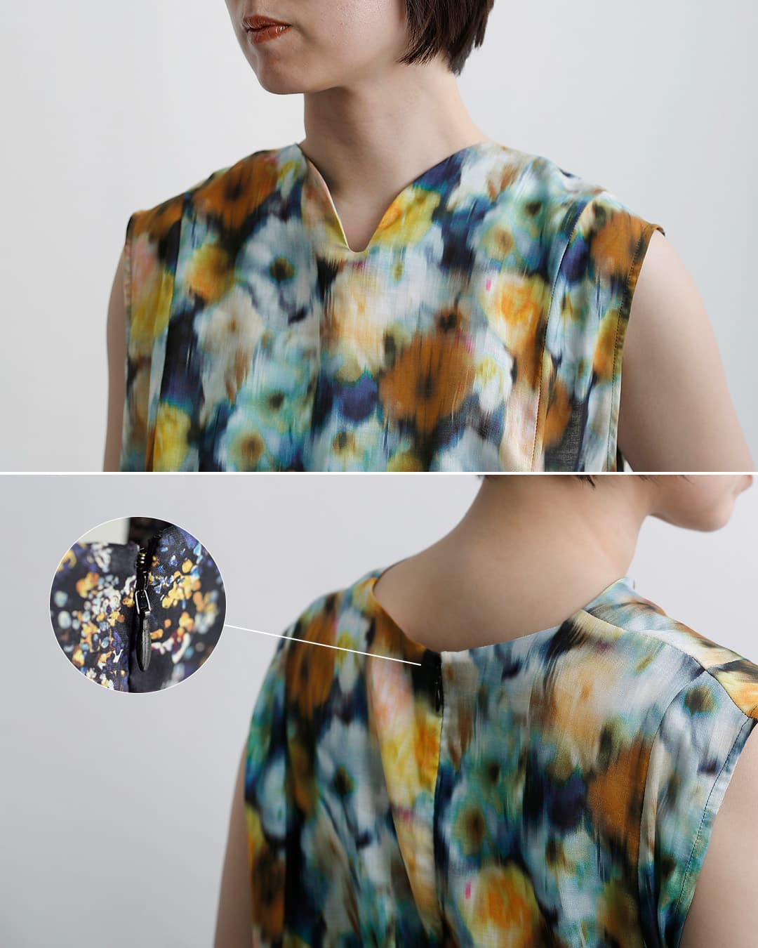 the last flower of the afternoon���o�e�B�v�����g �X���[�u���X A���C�� �����s�[�X Sleeveless A-line dress tlf-226-op001-lpl