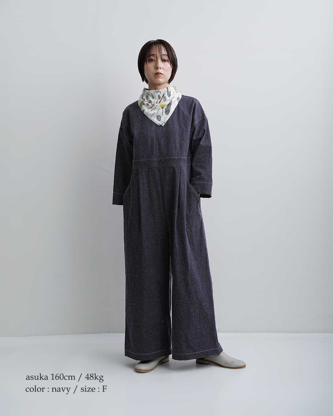 the last flower of the afternoonコットン オーバーサイズ ジャンプスーツ 夜の散歩 Oversized jumpsuit tlf-226-op005-csd
