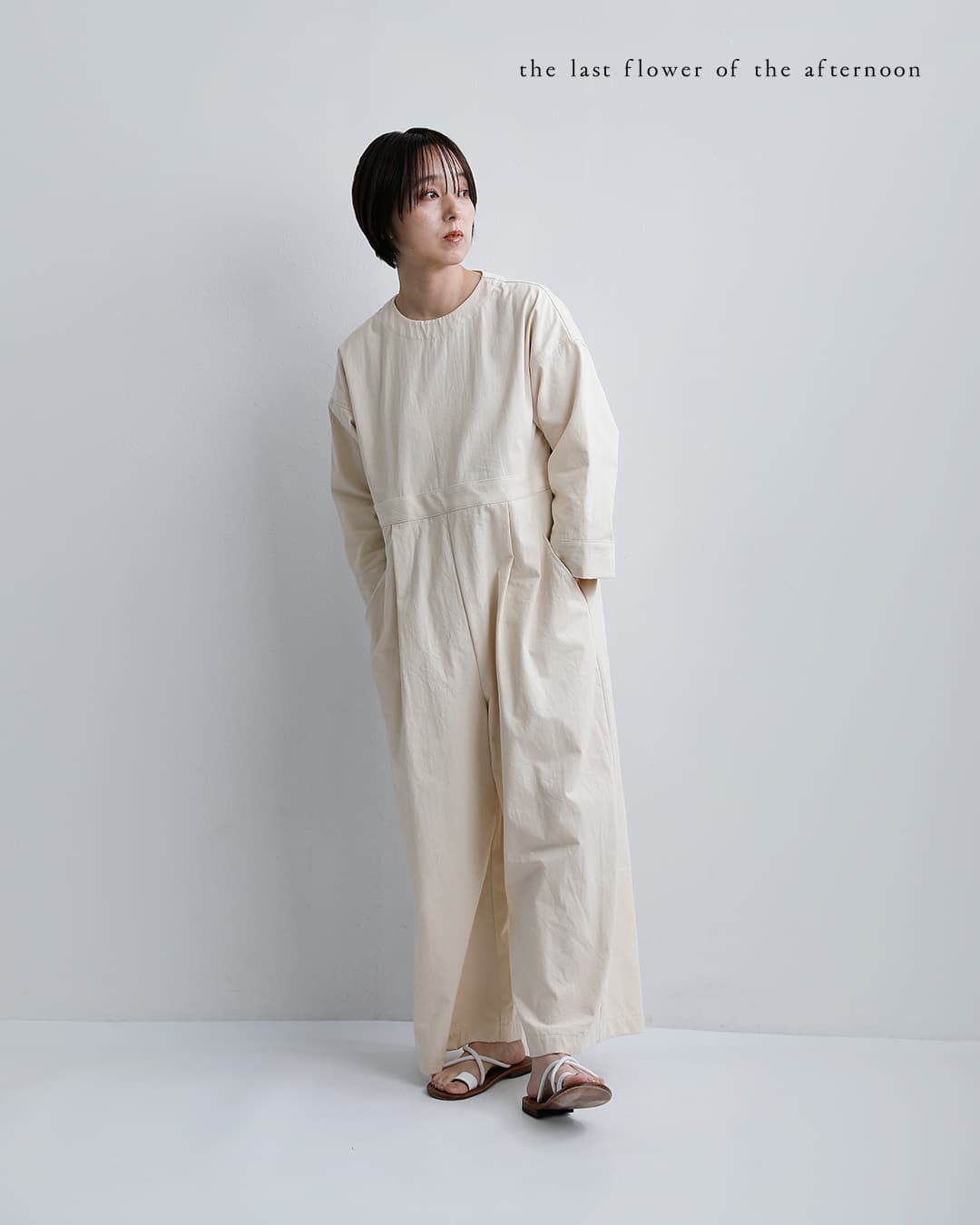 the last flower of the afternoonコットン オーバーサイズ ジャンプスーツ 夜の散歩 Oversized jumpsuit tlf-226-op005-csd