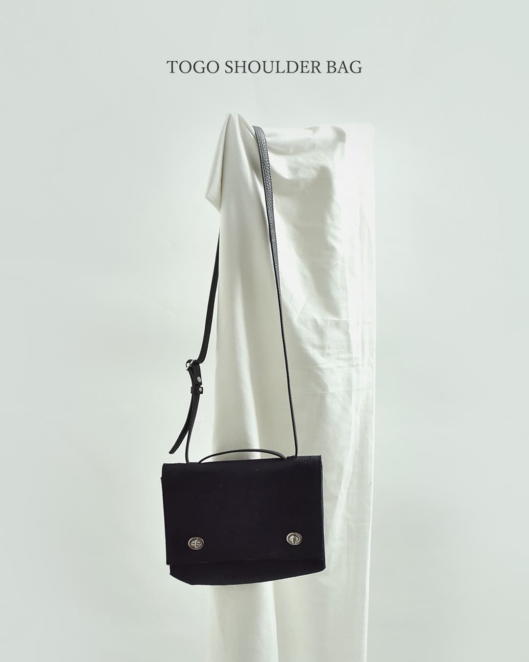 POMTATAカウレザースエード スクエア フラップショルダーバッグ TOGO SHOULDER BAG