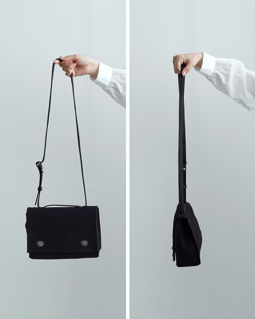 POMTATAカウレザースエード スクエア フラップショルダーバッグ TOGO SHOULDER BAG