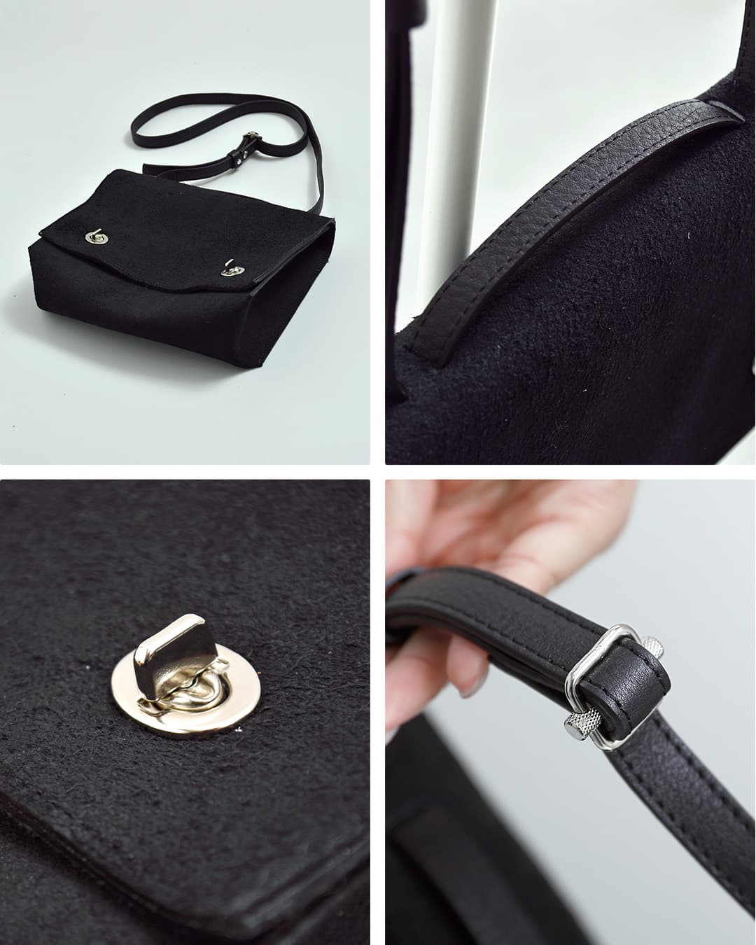 POMTATAカウレザースエード スクエア フラップショルダーバッグ TOGO SHOULDER BAG