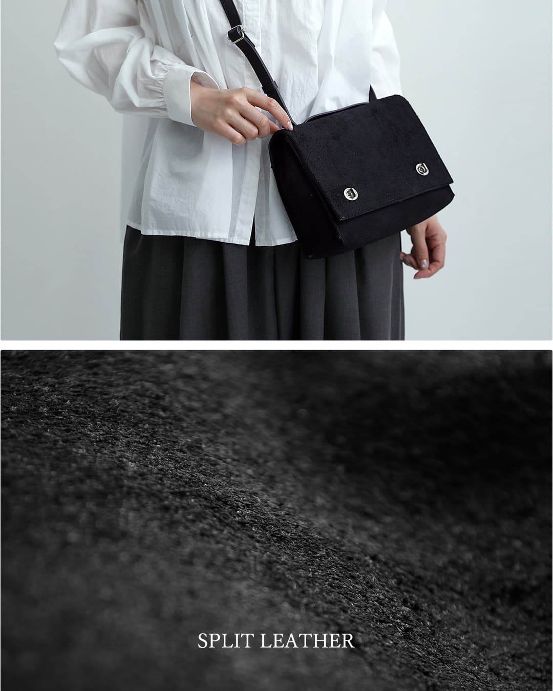 POMTATAカウレザースエード スクエア フラップショルダーバッグ TOGO SHOULDER BAG