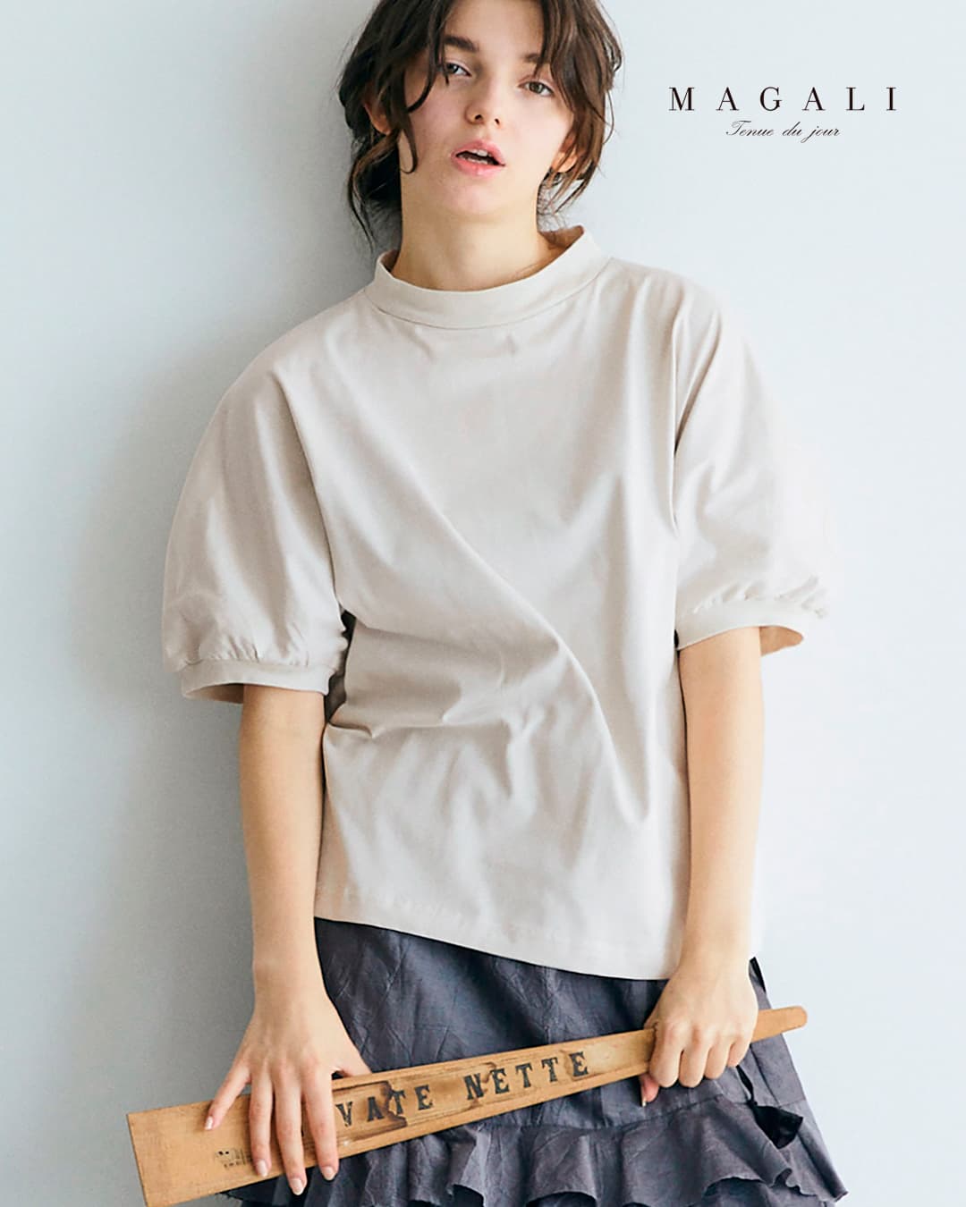 MAGALIコットン天竺 ギャザースリーブ カットソー tp19