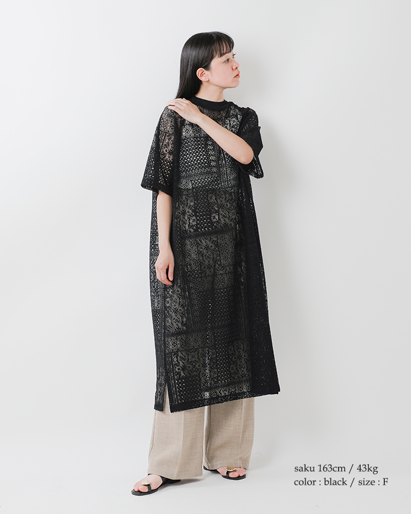 tissu(ティシュ)パッチワークレーススリットワンピース