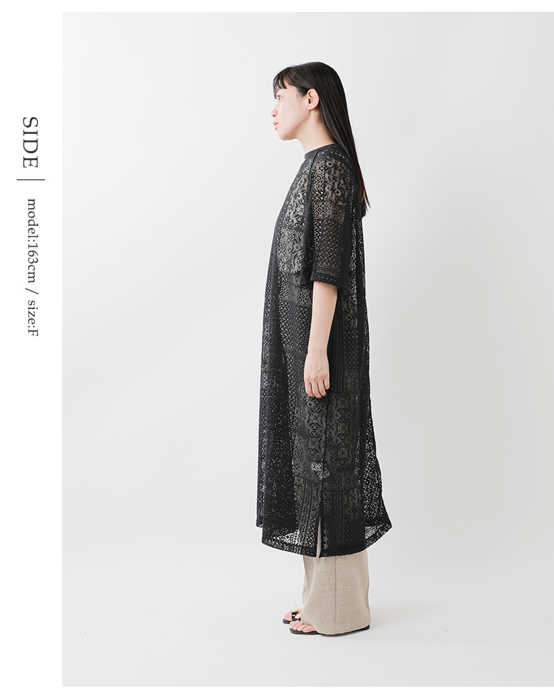 tissu(ティシュ)パッチワークレーススリットワンピース