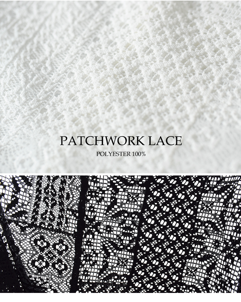 tissu(ティシュ)パッチワークレーススリットワンピース