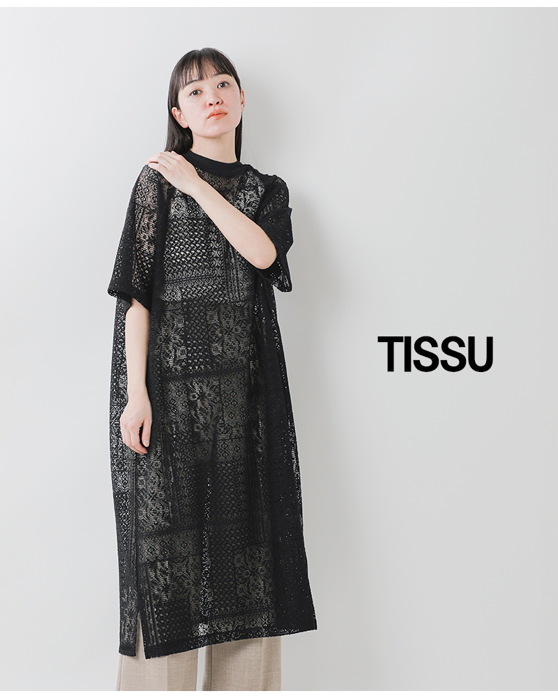 tissu(ティシュ)パッチワークレーススリットワンピース