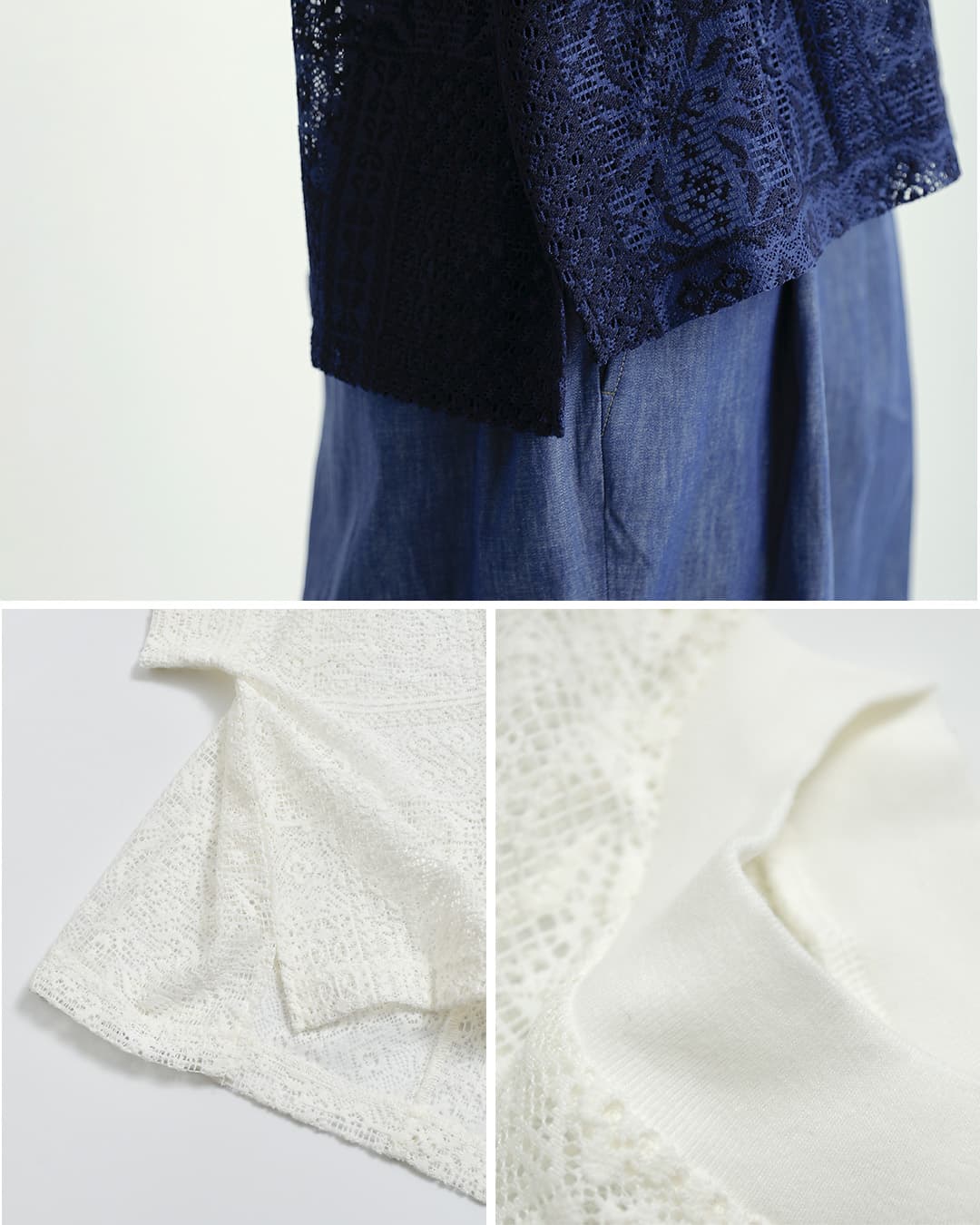 tissuパッチワークレース モックネック ドルマン Tシャツ ts260ct088