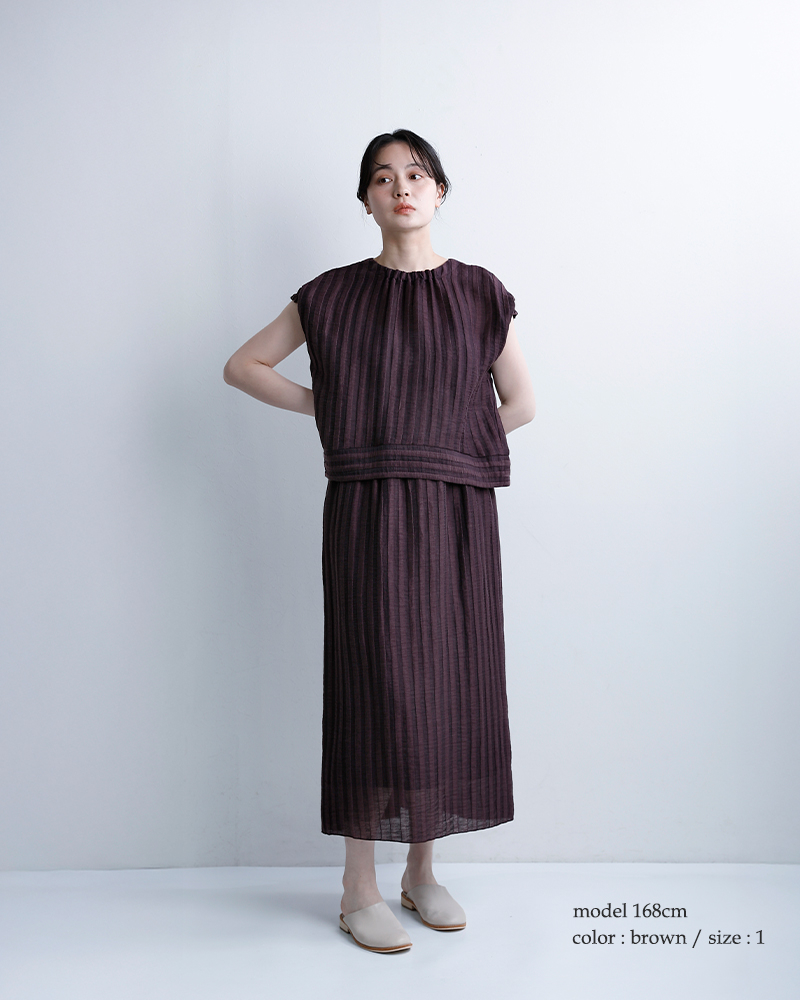 U PHORICAリネンジャガード ボクシー ブラウス u24-12789-61